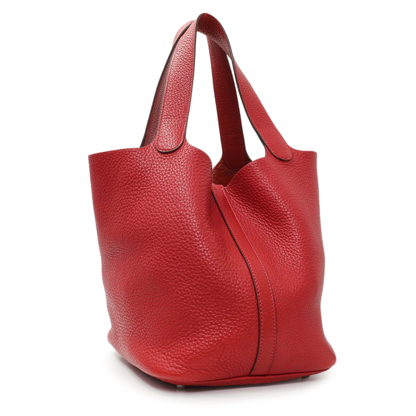 Exclusive Hermes Red Clemence Picotin 22 — Side View