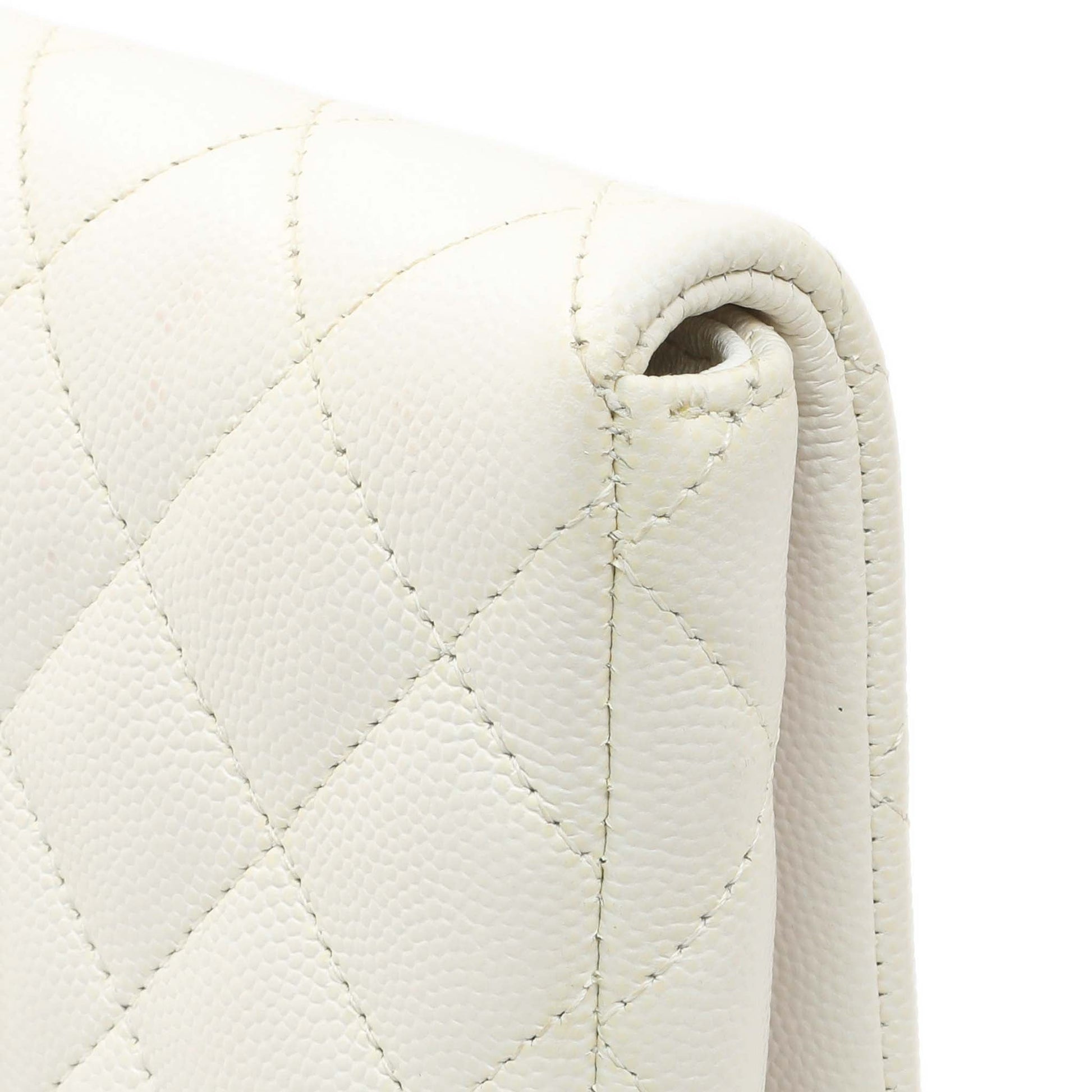 Exclusive Chanel White Quilted Caviar Flap Clutch — Alternate View 12