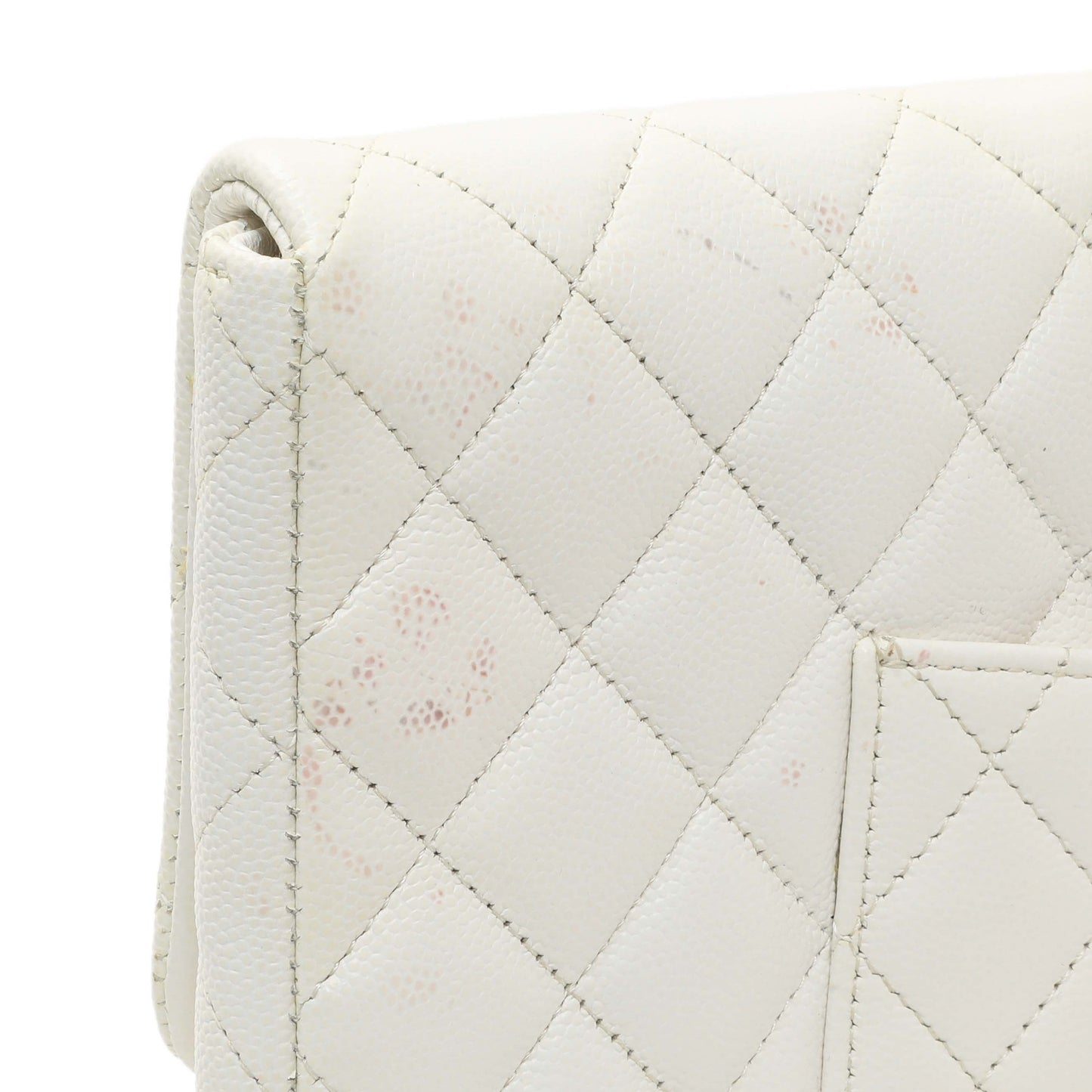 Exclusive Chanel White Quilted Caviar Flap Clutch — Alternate View 11
