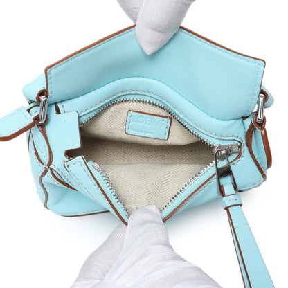 Exclusive Loewe Blue Calfskin Nano Puzzle Bag — Top View