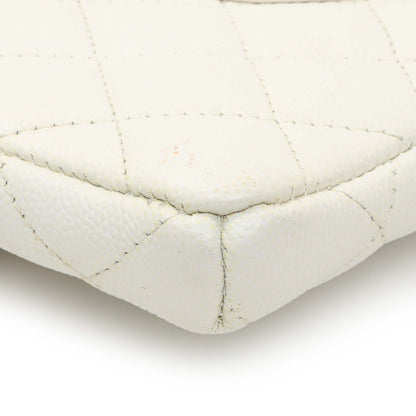 Exclusive Chanel White Quilted Caviar Flap Clutch — Lifestyle View