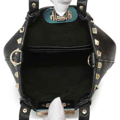 Exclusive Valentino Black Pebbled Calfskin Rockstud Crossbody Pouch — Top View