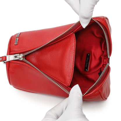 Exclusive Miu Miu Red Goatskin Tassel Crossbody — Top View