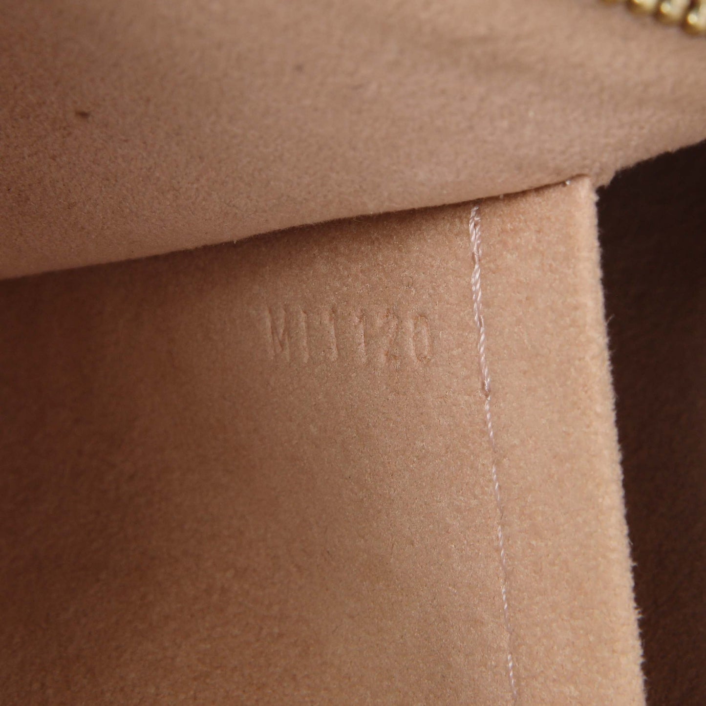 Exclusive Louis Vuitton Peach Monogram Eden Zoe Pochette — Lifestyle View