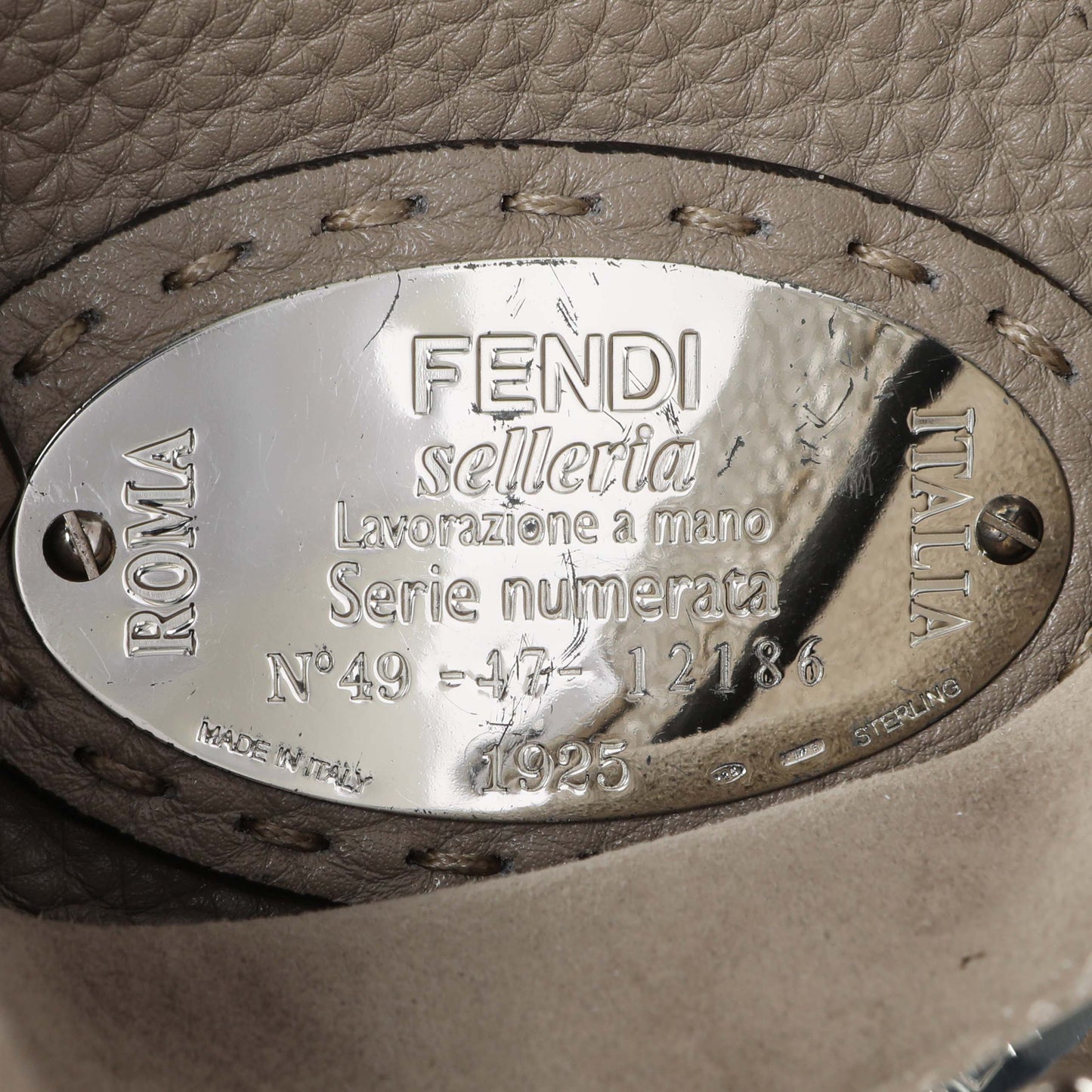 Exclusive Fendi Plaster Cuoio Romano Snakeskin Selleria Mini Peekaboo Iconic Satchel — Detail View