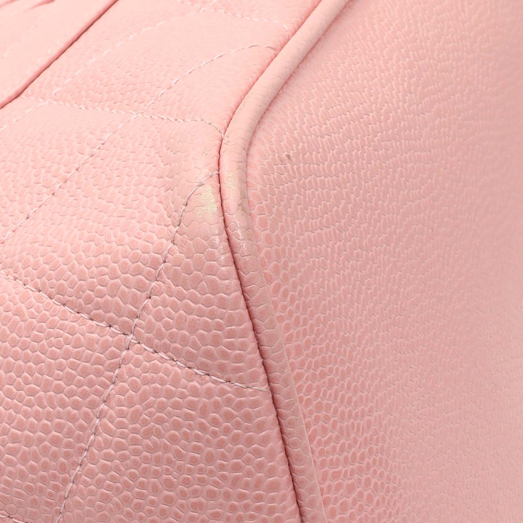 Exclusive Chanel Pink Quilted Caviar Medallion Tote — Top View