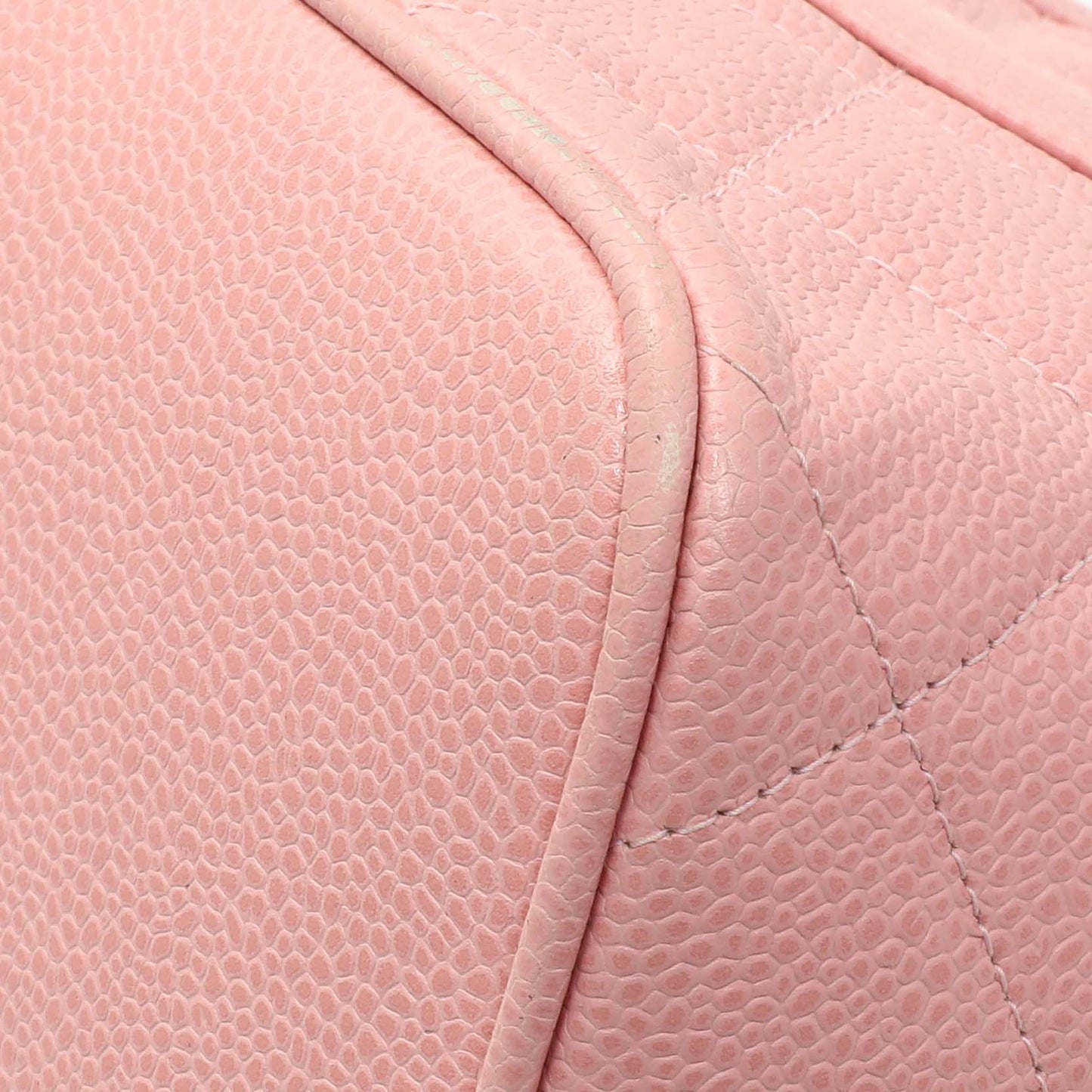 Exclusive Chanel Pink Quilted Caviar Medallion Tote — Detail View