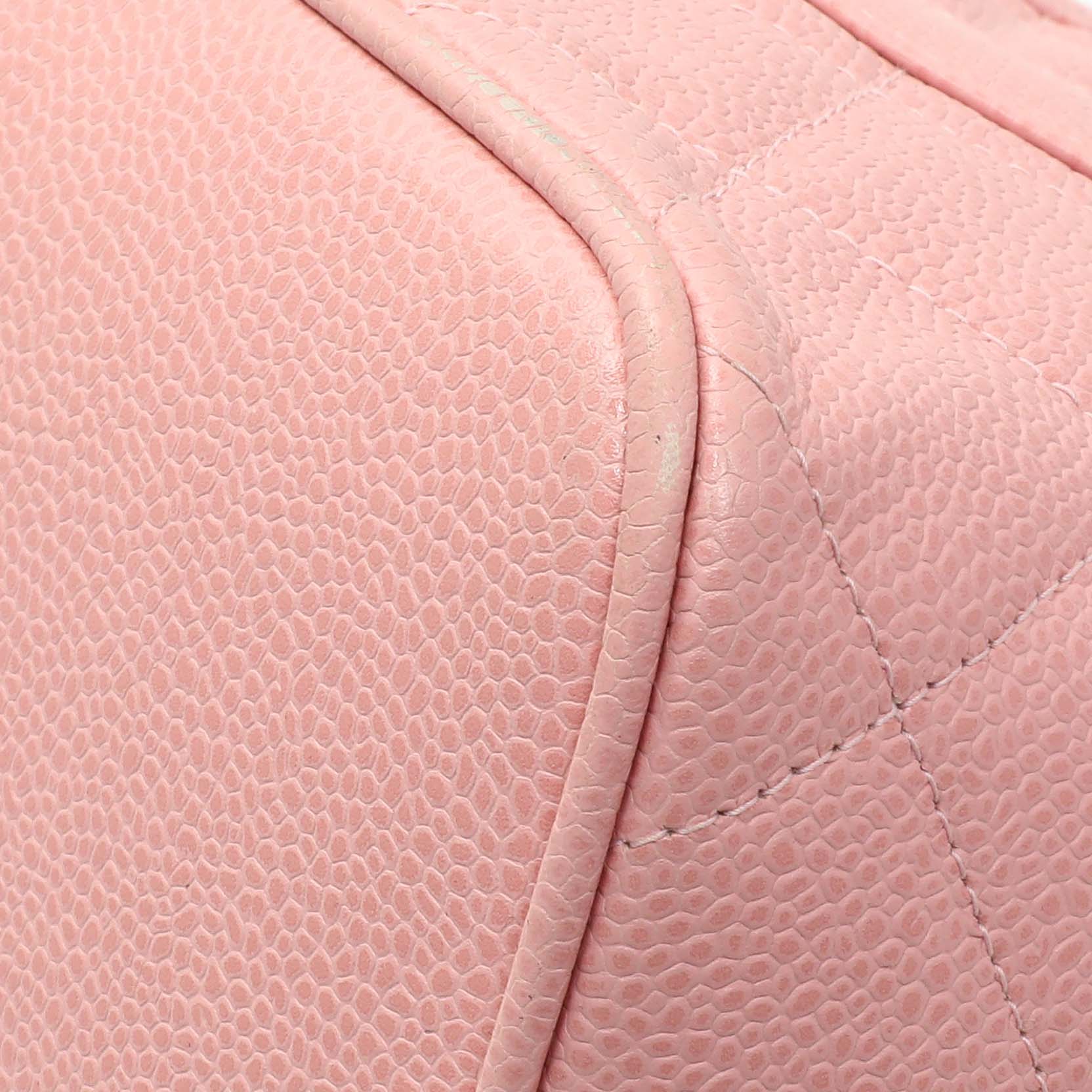 Exclusive Chanel Pink Quilted Caviar Medallion Tote — Detail View