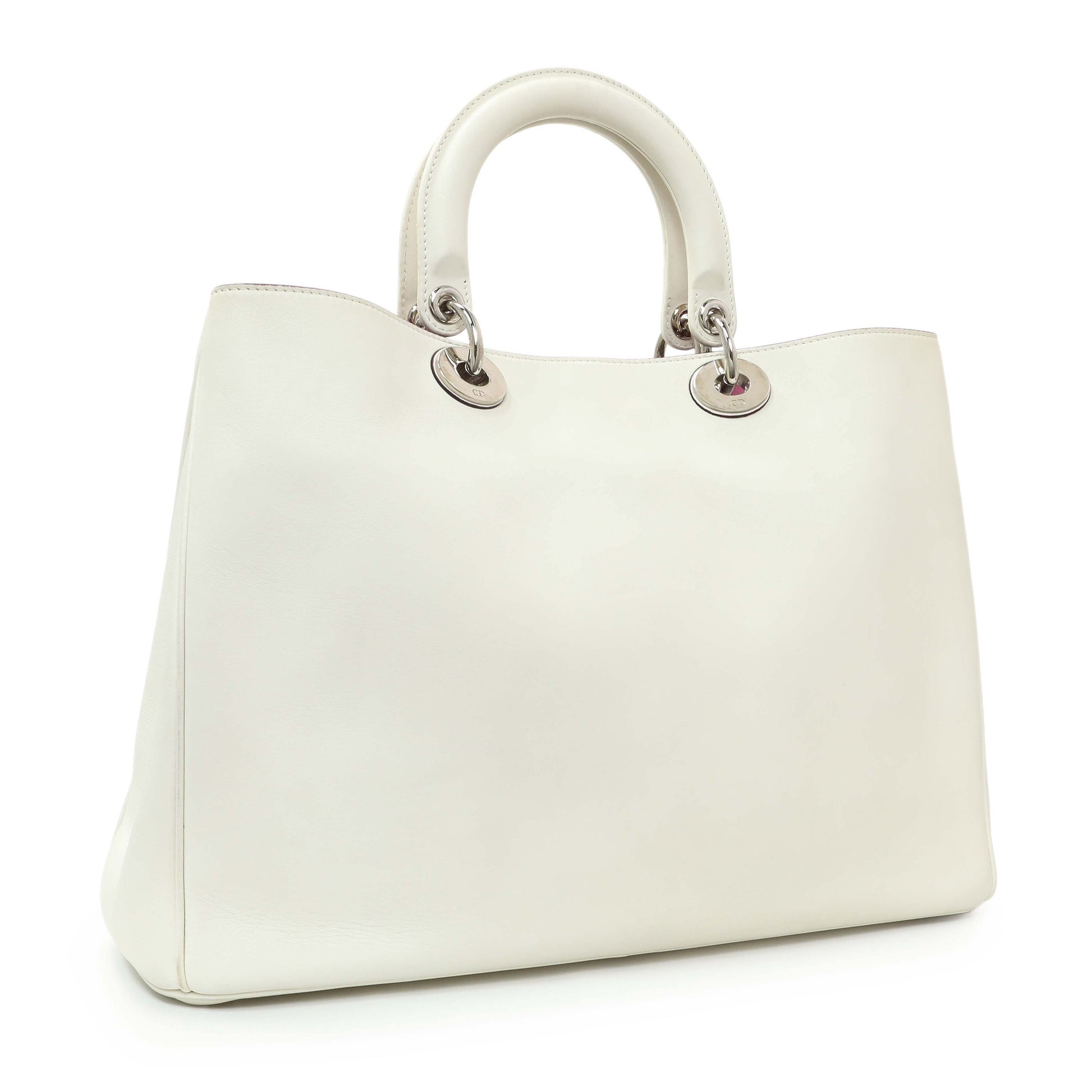 Exclusive Christian Dior White Calfskin Large Diorissimo Tote — Side View