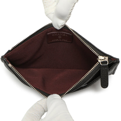 Exclusive Chanel Black Quilted Caviar Classic Zip Pouch — Top View