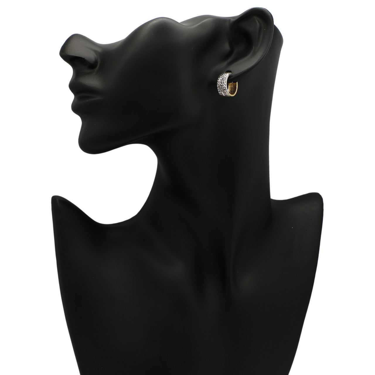 Exclusive 18K White & Yellow Gold Hoop Earrings — Back View