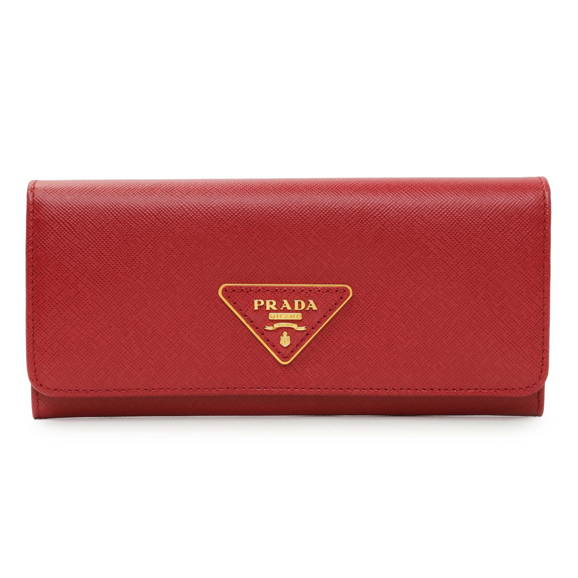 Exclusive Prada Fuoco Saffiano Continental Wallet — Front View