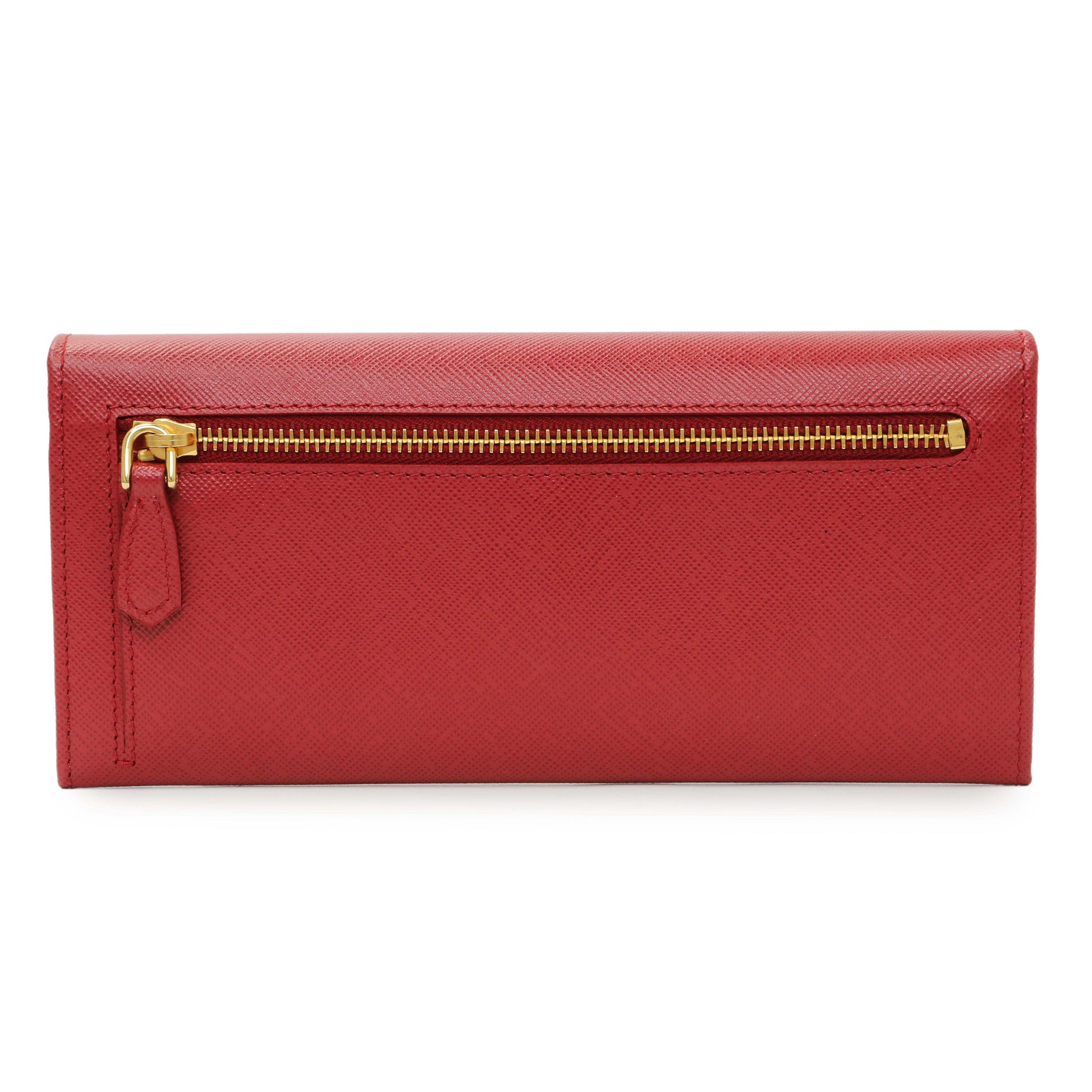 Exclusive Prada Fuoco Saffiano Continental Wallet — Side View