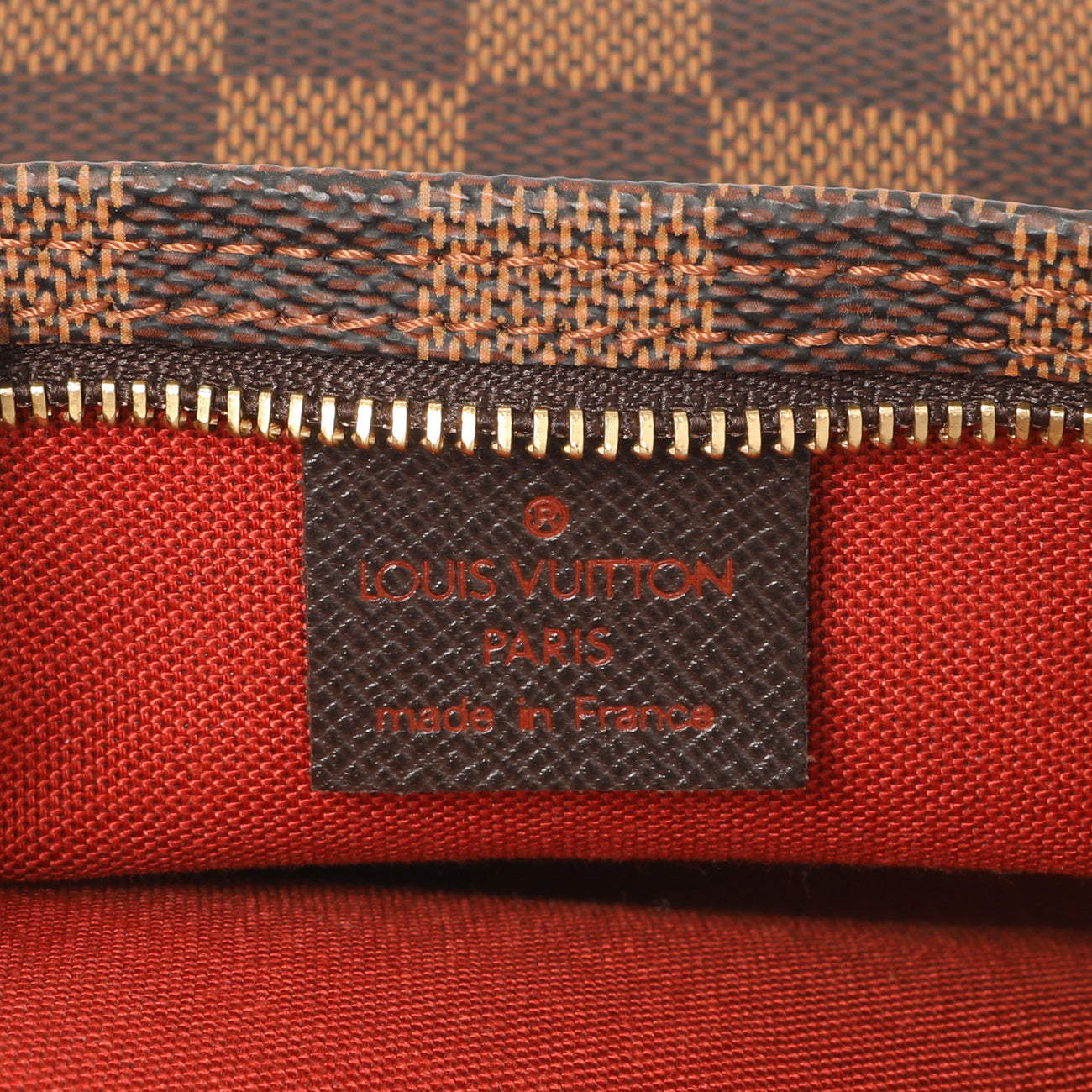 Exclusive Louis Vuitton Damier Ebene Trousse Make Up Bag Pochette — Detail View