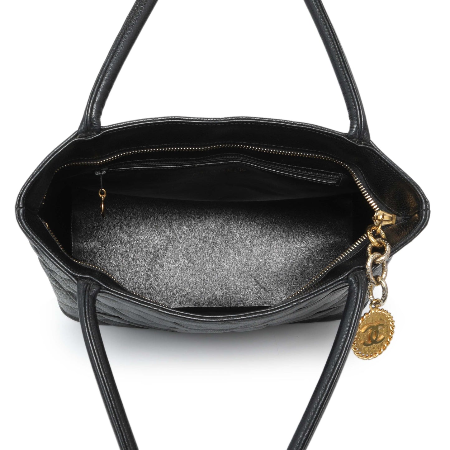 Exclusive Chanel Black Quilted Caviar Medallion Tote — Alternate View 8