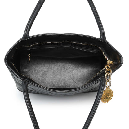 Exclusive Chanel Black Quilted Caviar Medallion Tote — Alternate View 8