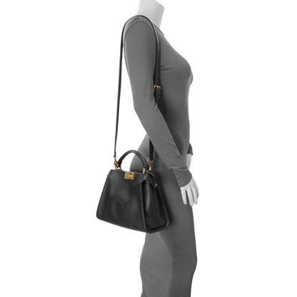 Exclusive Fendi Black Vitello Medium Peekaboo Iconic Essentially Satchel — Alternate View 11