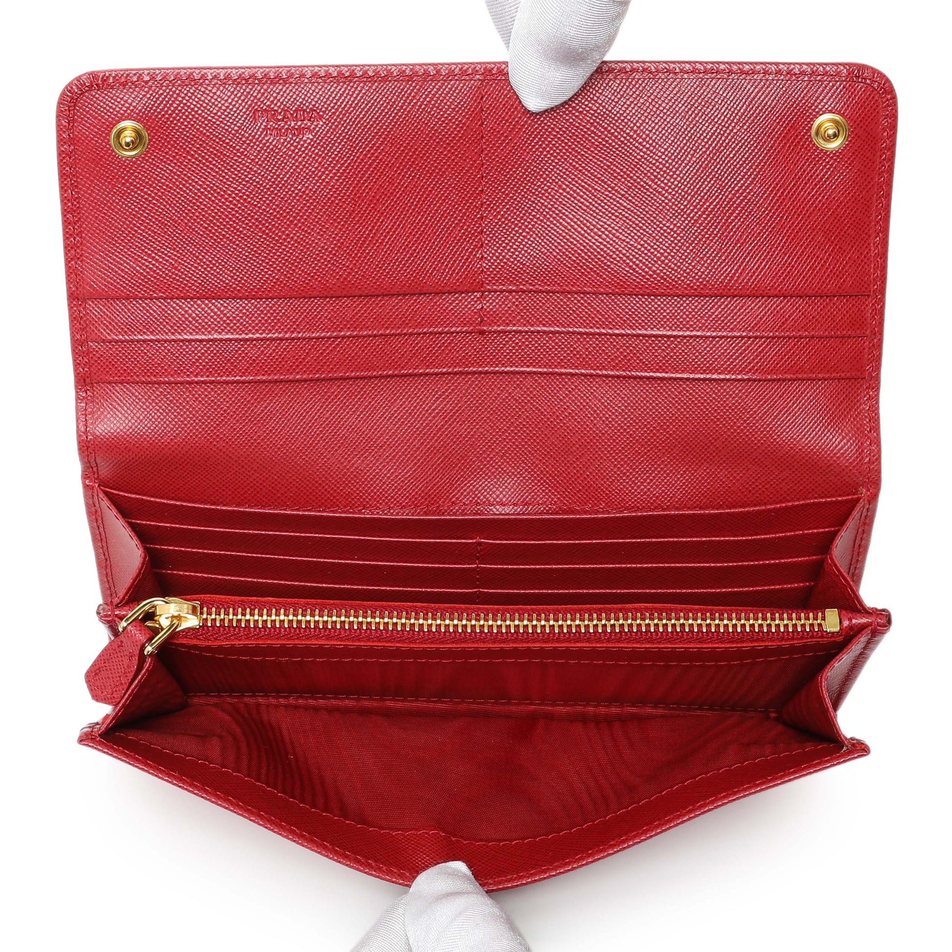 Exclusive Prada Fuoco Saffiano Continental Wallet — Top View