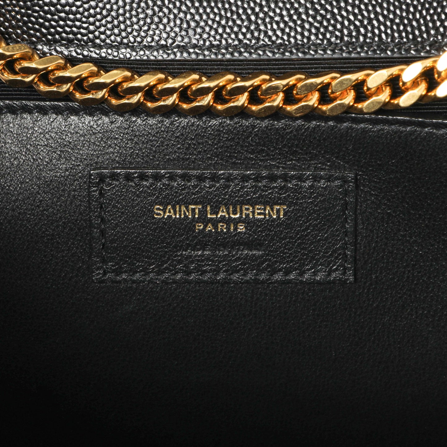 Exclusive Saint Laurent Black Grain De Poudre Medium Monogram Kate Satchel — Detail View