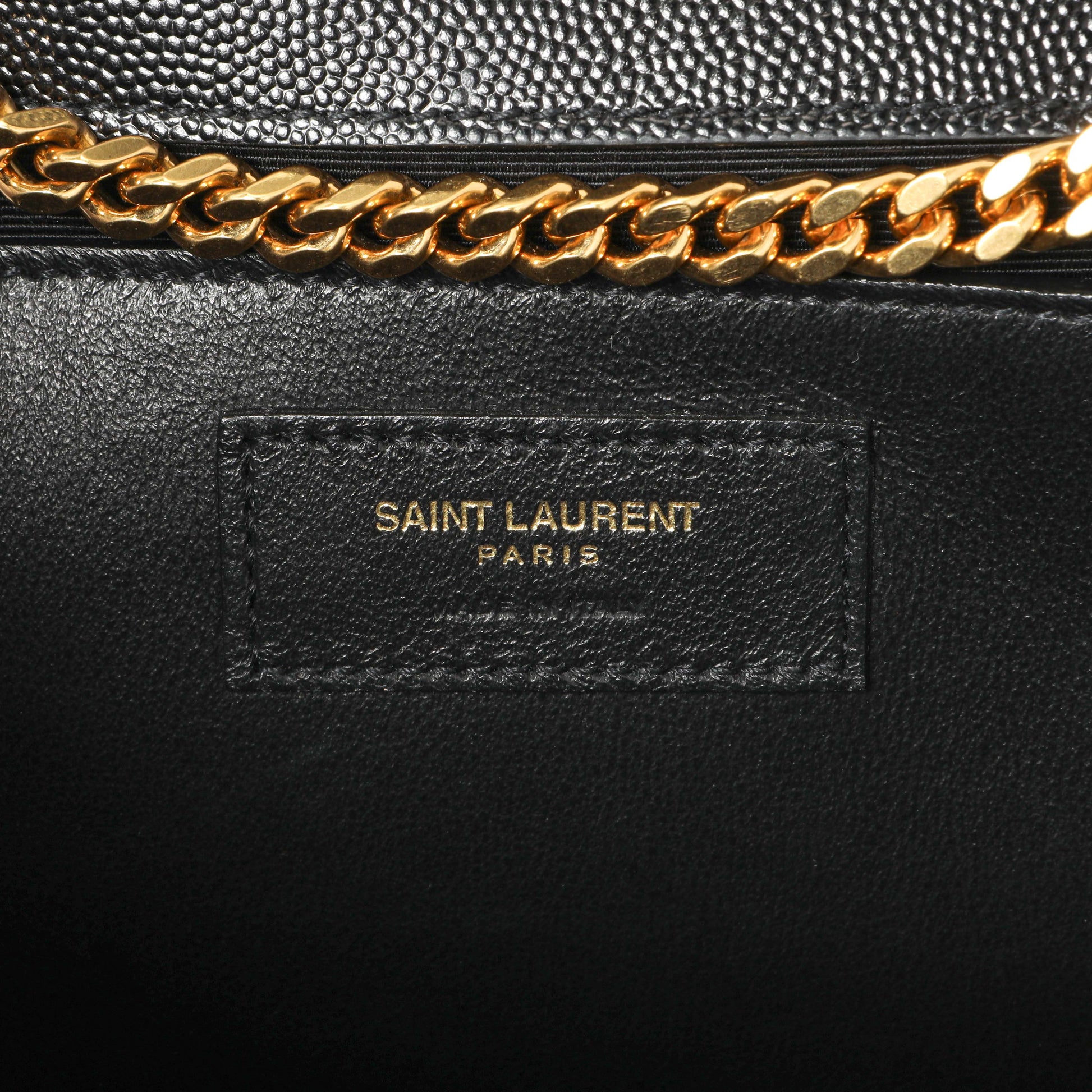 Exclusive Saint Laurent Black Grain De Poudre Medium Monogram Kate Satchel — Detail View