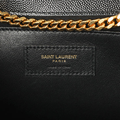Exclusive Saint Laurent Black Grain De Poudre Medium Monogram Kate Satchel — Detail View