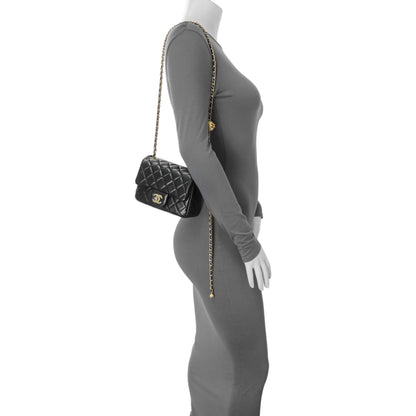 Exclusive Chanel Black Lambskin Quilted Mini Pearl Crush Flap — Alternate View 8