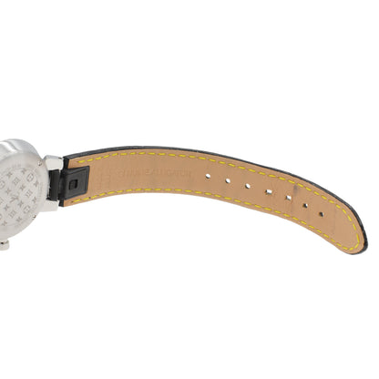 Exclusive Louis Vuitton Stainless Steel Diamond Tambour Slim Quartz QBB117 — Detail View