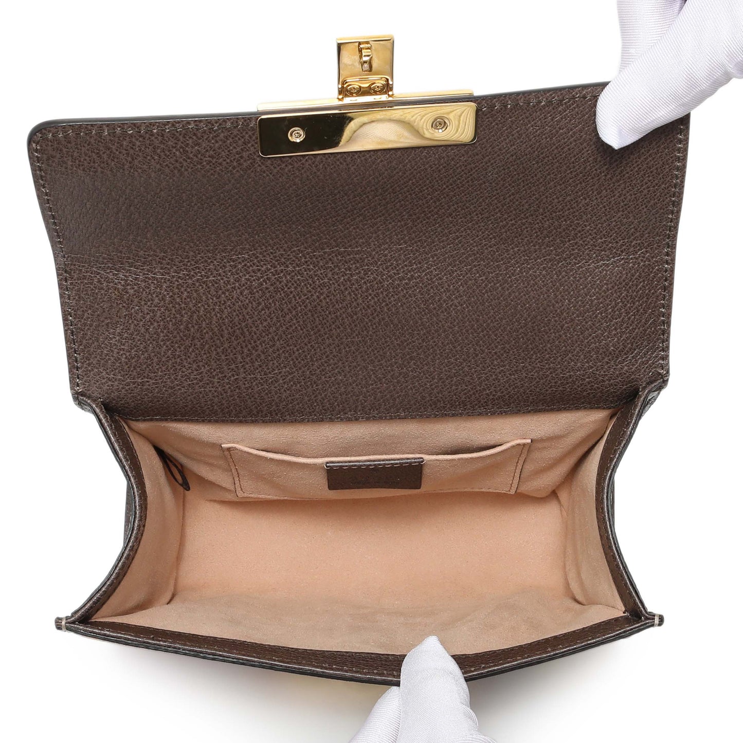 Exclusive Gucci GG Supreme Monogram Bengal Calfskin Small Padlock Shoulder Bag — Top View