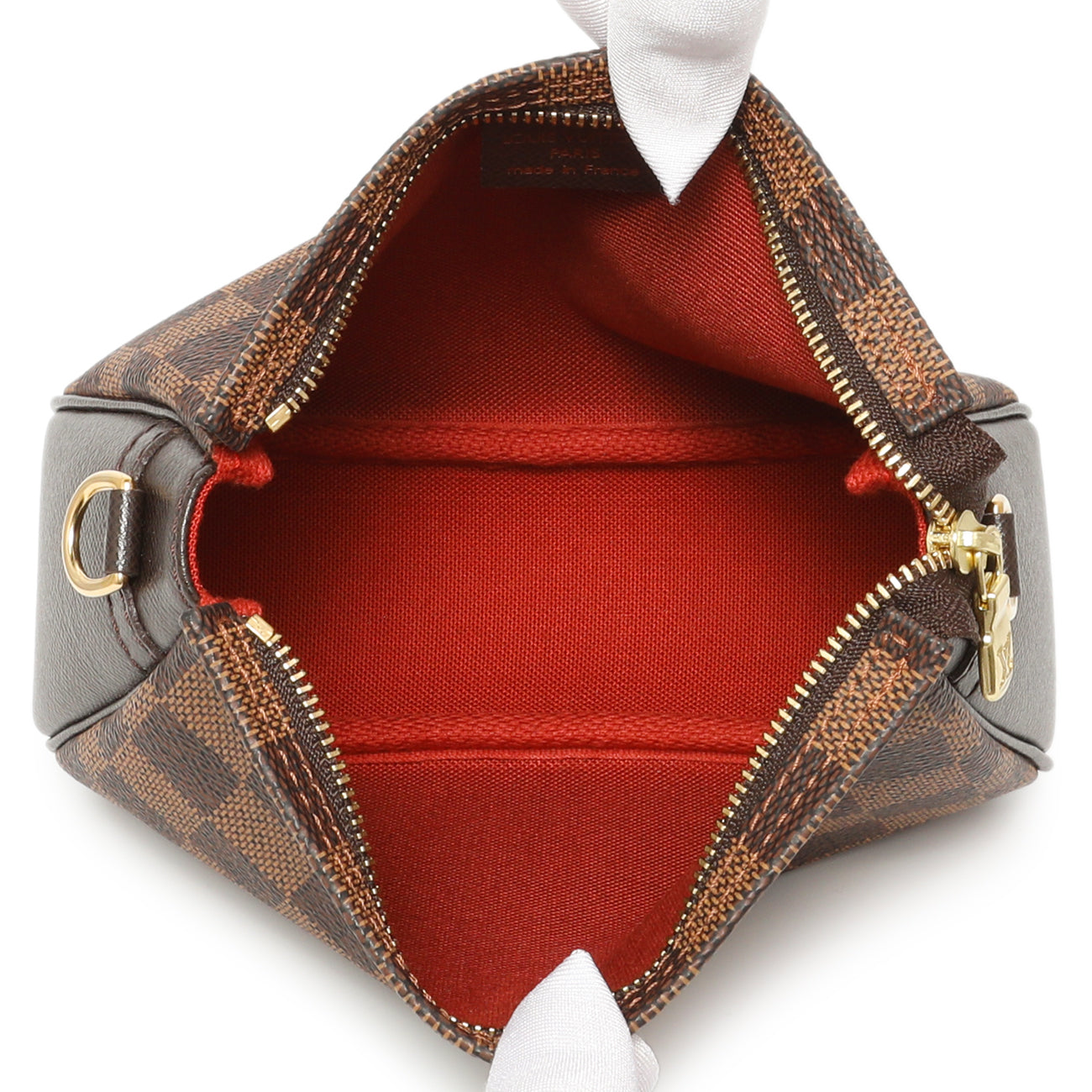 Exclusive Louis Vuitton Damier Ebene Trousse Make Up Bag Pochette — Top View