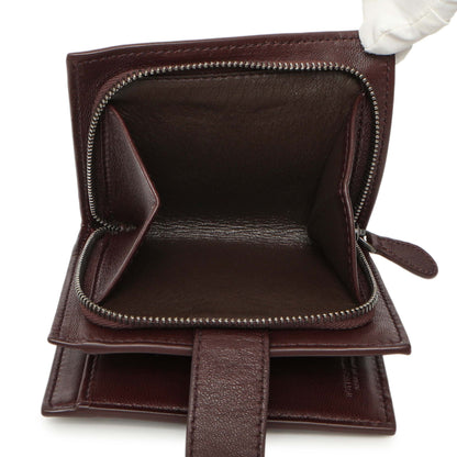 Exclusive Bottega Veneta Burgundy Nappa Intrecciato Compact Snap Wallet — Detail View