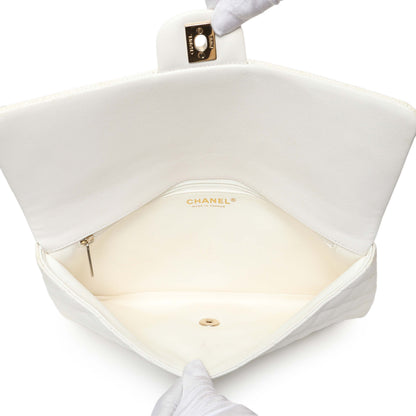 Exclusive Chanel White Quilted Caviar Flap Clutch — Alternate View 8