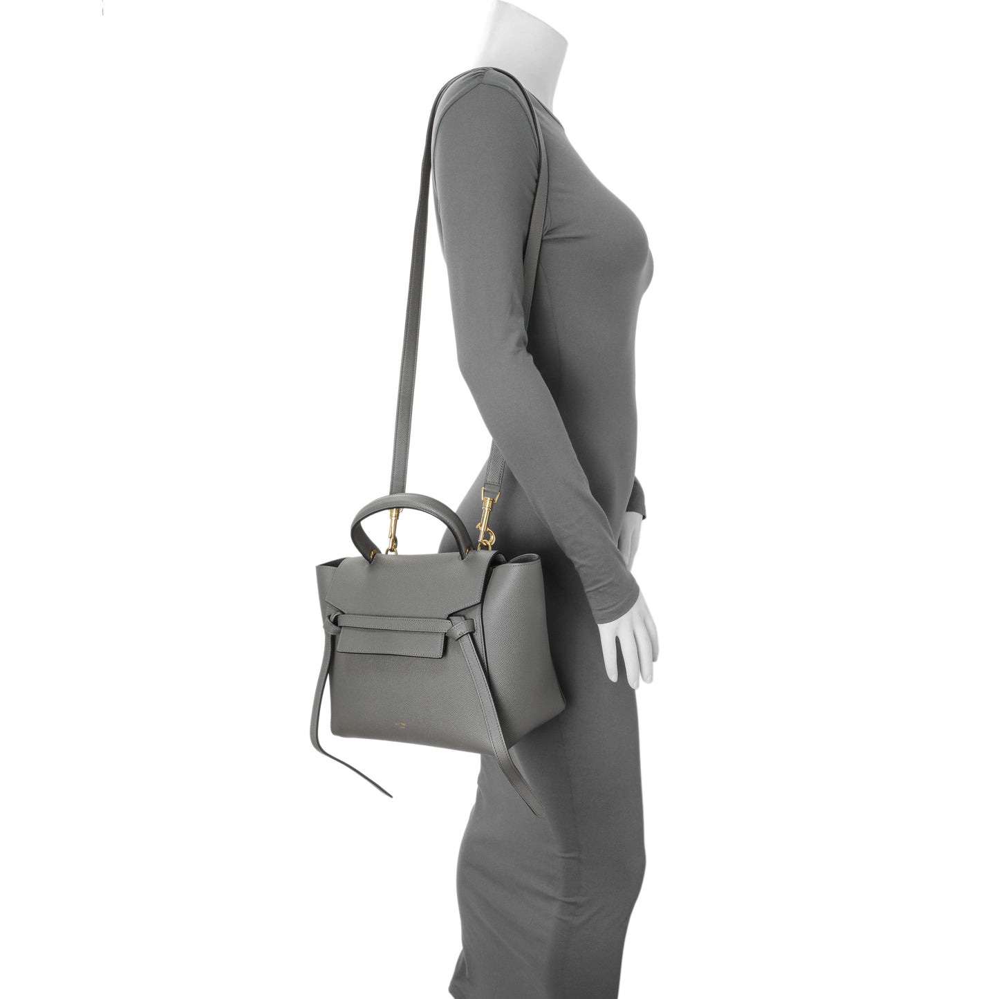Exclusive Celine Grey Grained Calfskin Micro Belt Bag — Alternate View 8