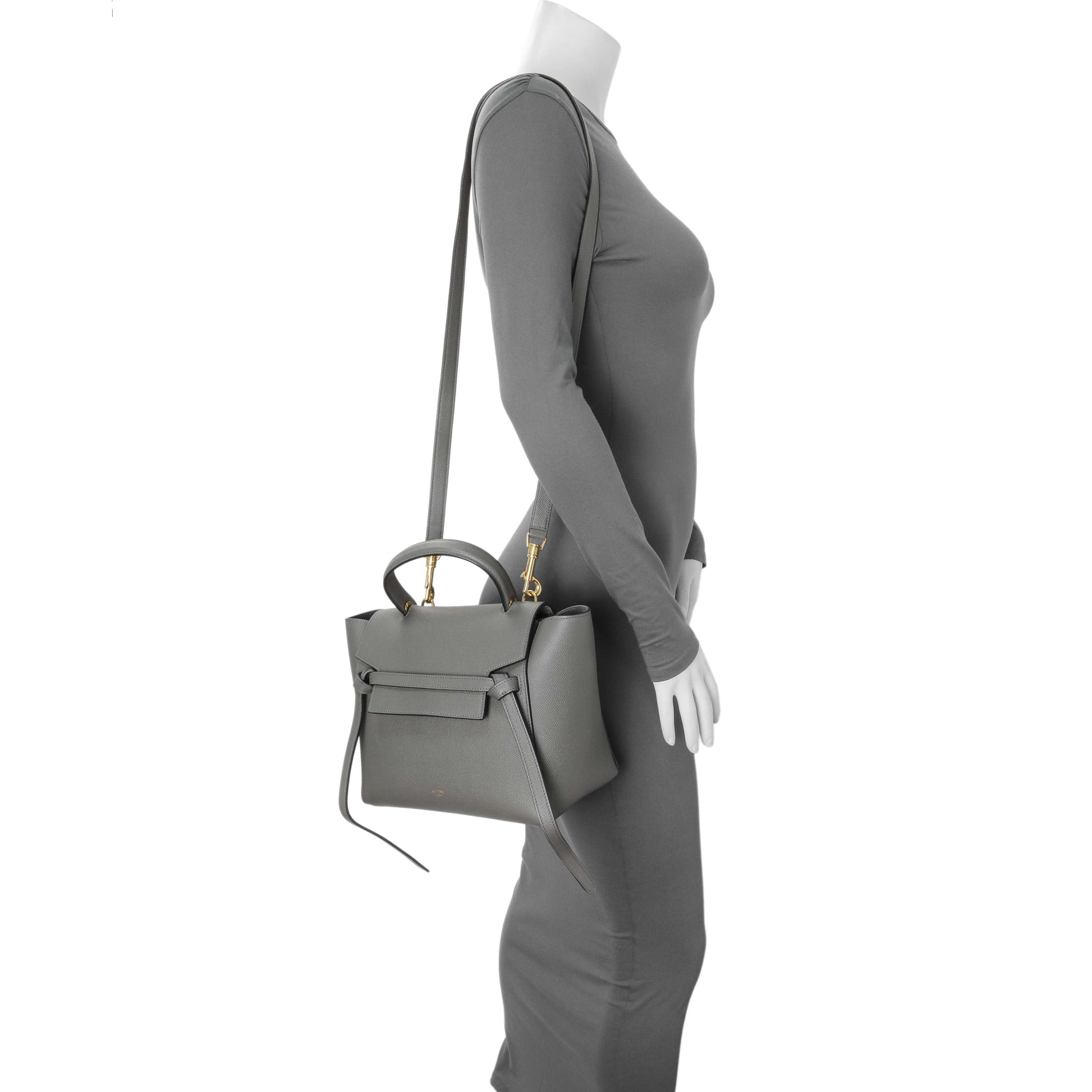 Exclusive Celine Grey Grained Calfskin Micro Belt Bag — Alternate View 8