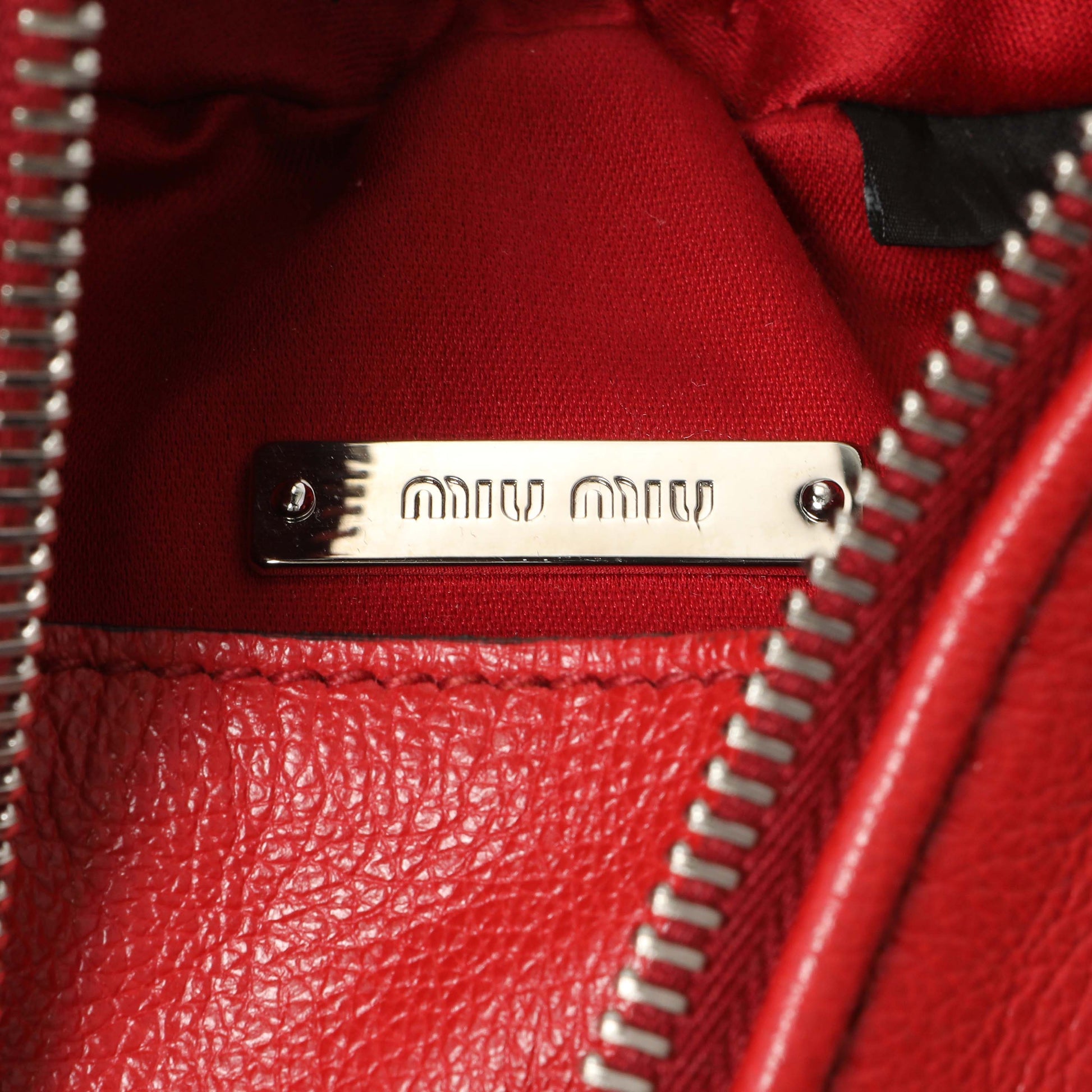 Exclusive Miu Miu Red Goatskin Tassel Crossbody — Detail View