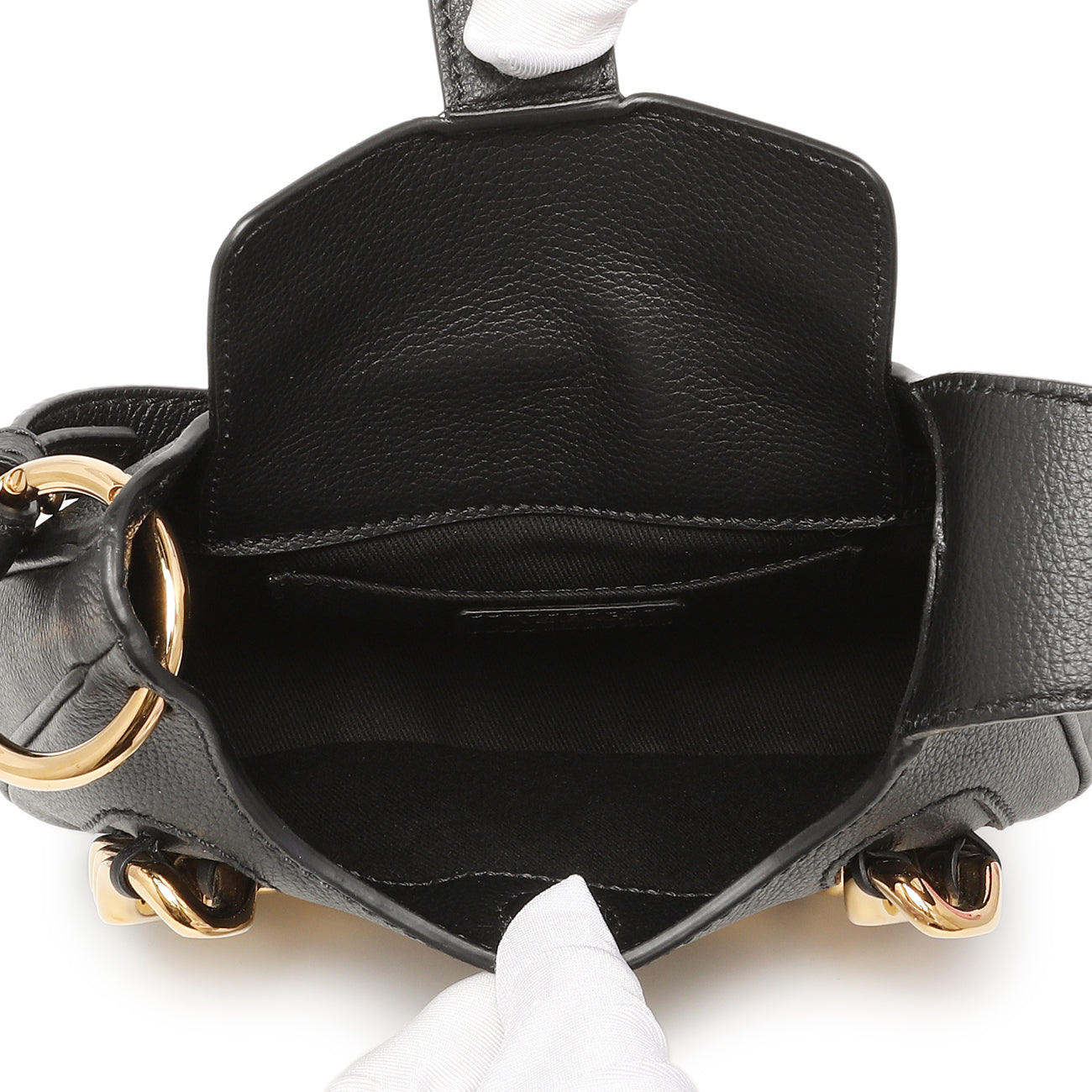 Exclusive Versace Black Calfskin La Medusa Mini Chain Hobo — Top View