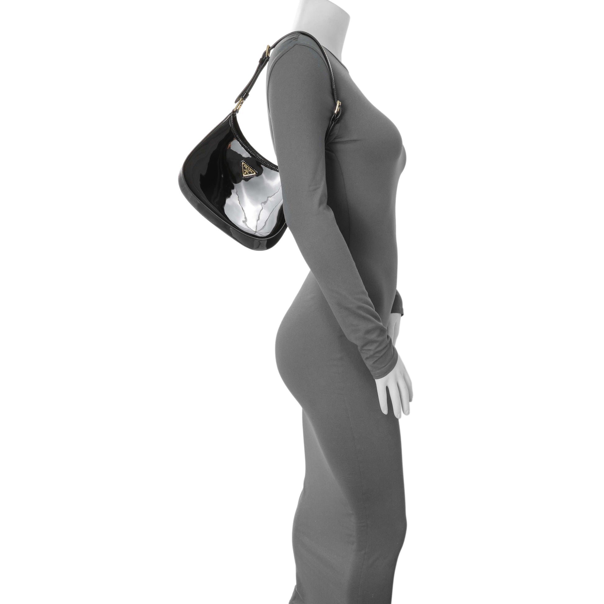 Exclusive Prada Black Patent Cleo Bag — Lifestyle View
