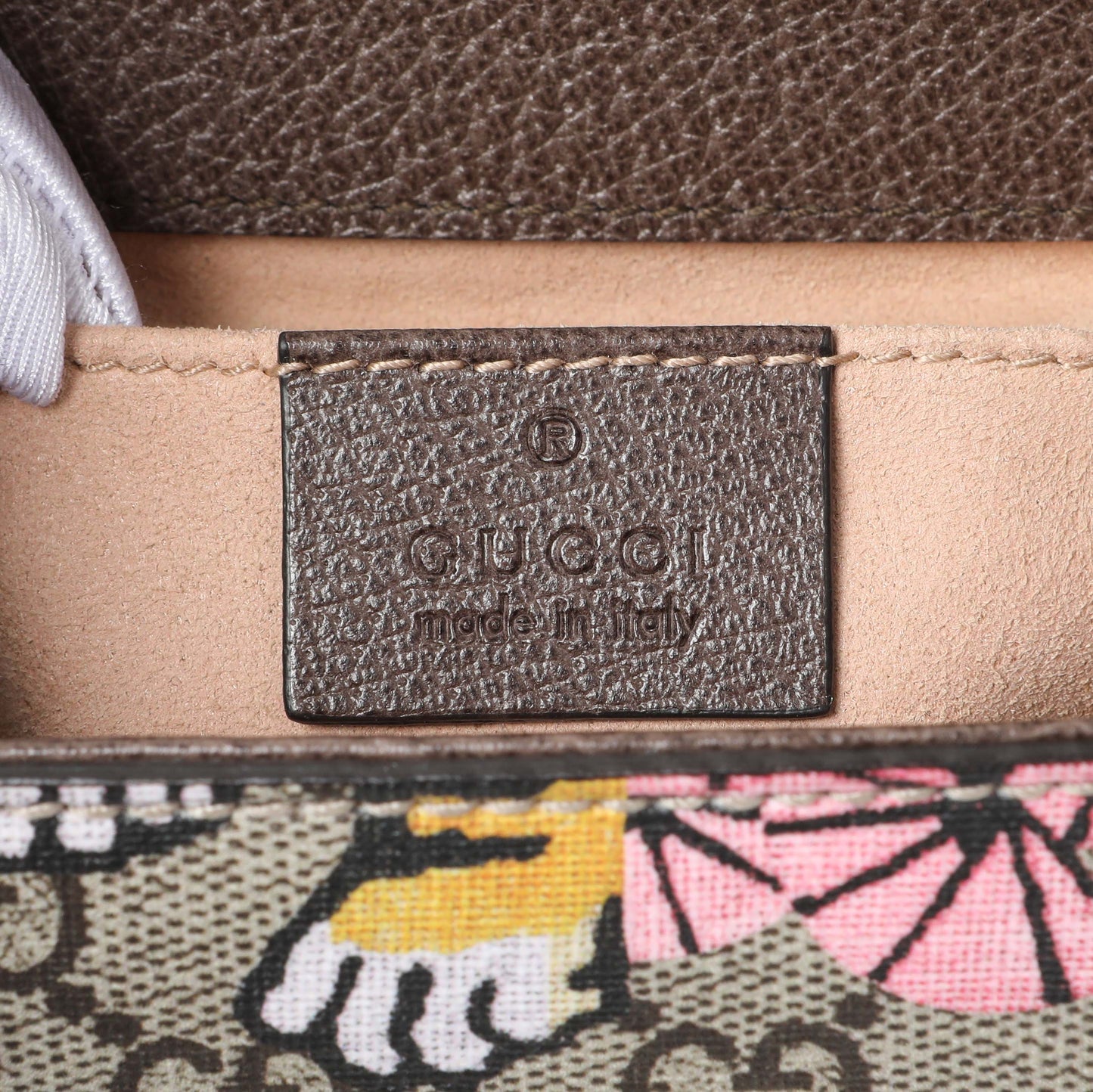 Exclusive Gucci GG Supreme Monogram Bengal Calfskin Small Padlock Shoulder Bag — Detail View