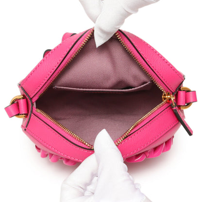 Exclusive Versace Fuchsia Calfskin La Medusa Mini Round Disco Chain Crossbody Bag — Detail View