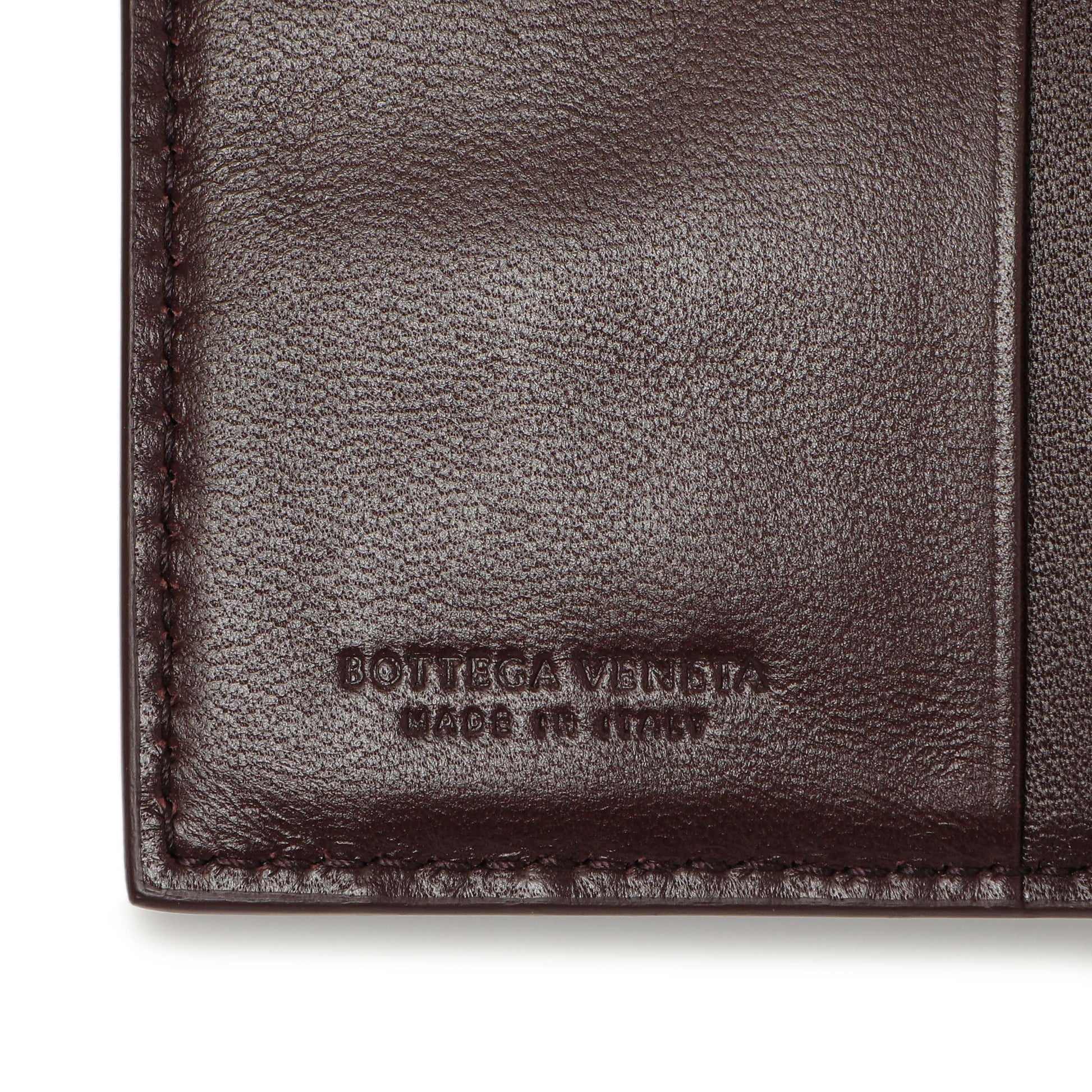 Exclusive Bottega Veneta Burgundy Nappa Intrecciato Compact Snap Wallet — Lifestyle View