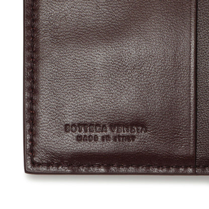 Exclusive Bottega Veneta Burgundy Nappa Intrecciato Compact Snap Wallet — Lifestyle View