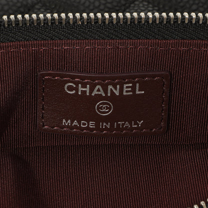 Exclusive Chanel Black Quilted Caviar Classic Zip Pouch — Detail View
