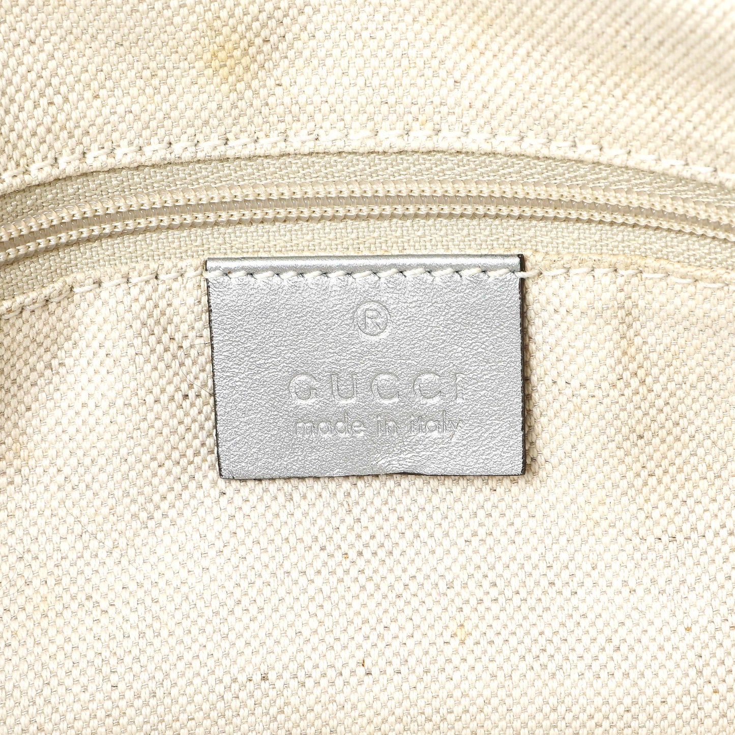 Exclusive Gucci Silver Guccissima Sukey Tote — Detail View