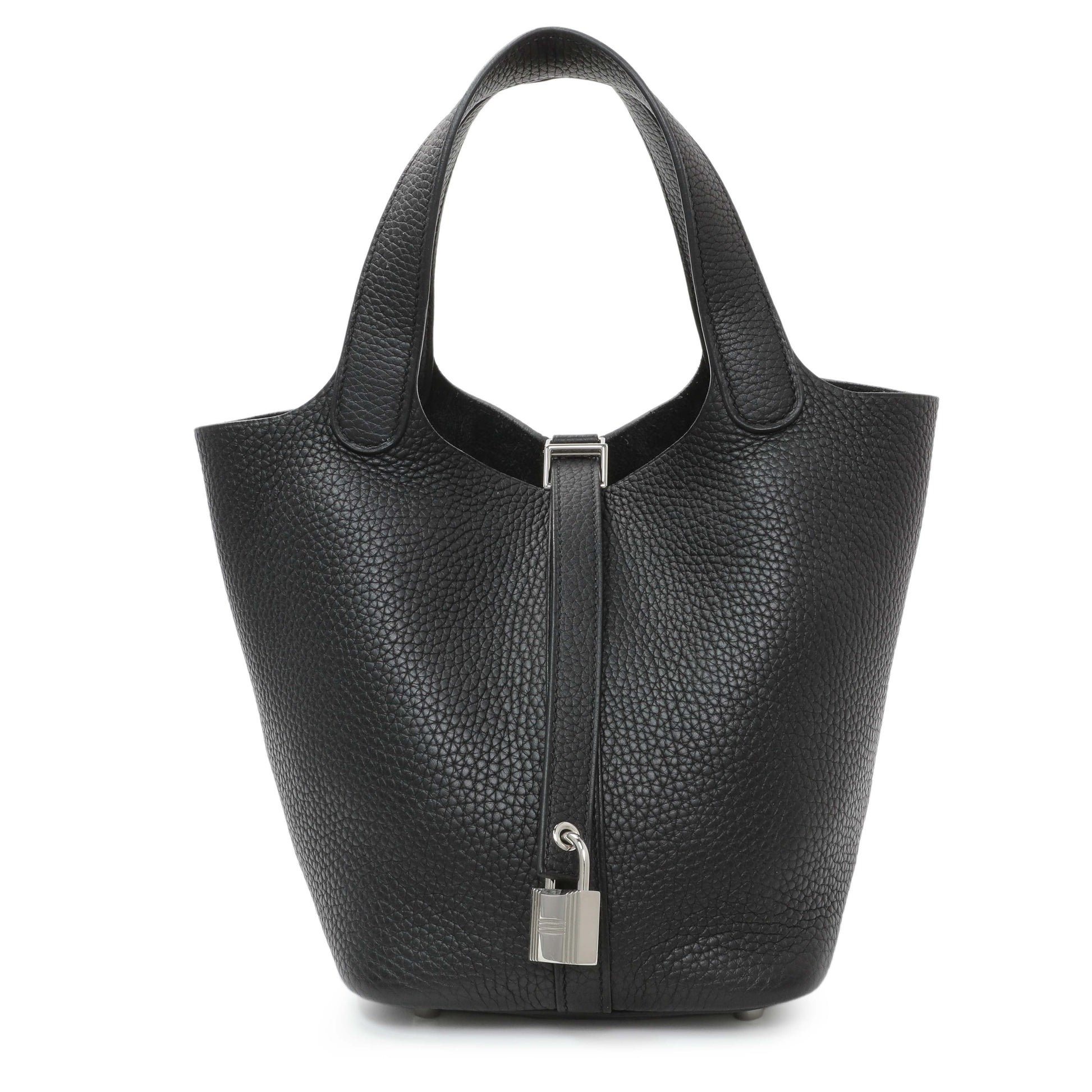 Exclusive Hermes Black Taurillon Clemence Picotin Lock 18 — Front View
