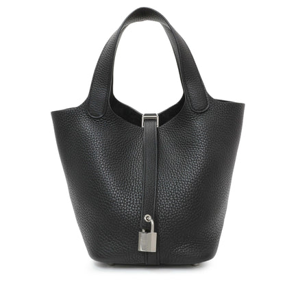 Exclusive Hermes Black Taurillon Clemence Picotin Lock 18 — Front View