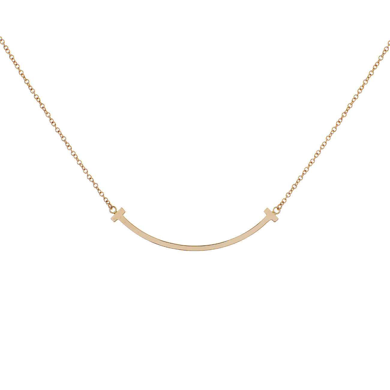 Exclusive Tiffany & Co. 18K Rose Gold Medium T Smile Pendant — Front View