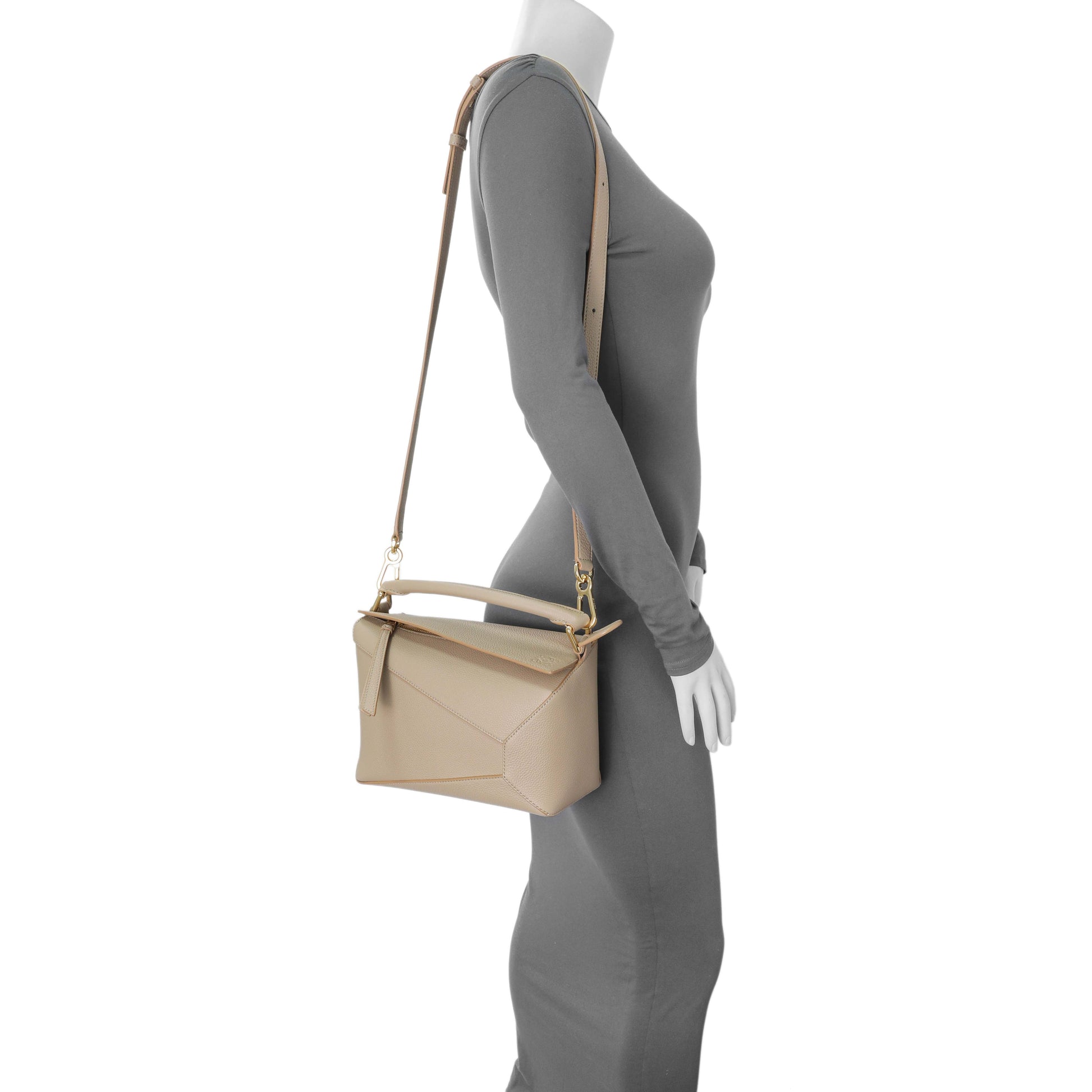 Exclusive Loewe Beige Grained Calfskin Small Puzzle Edge Bag — Alternate View 7