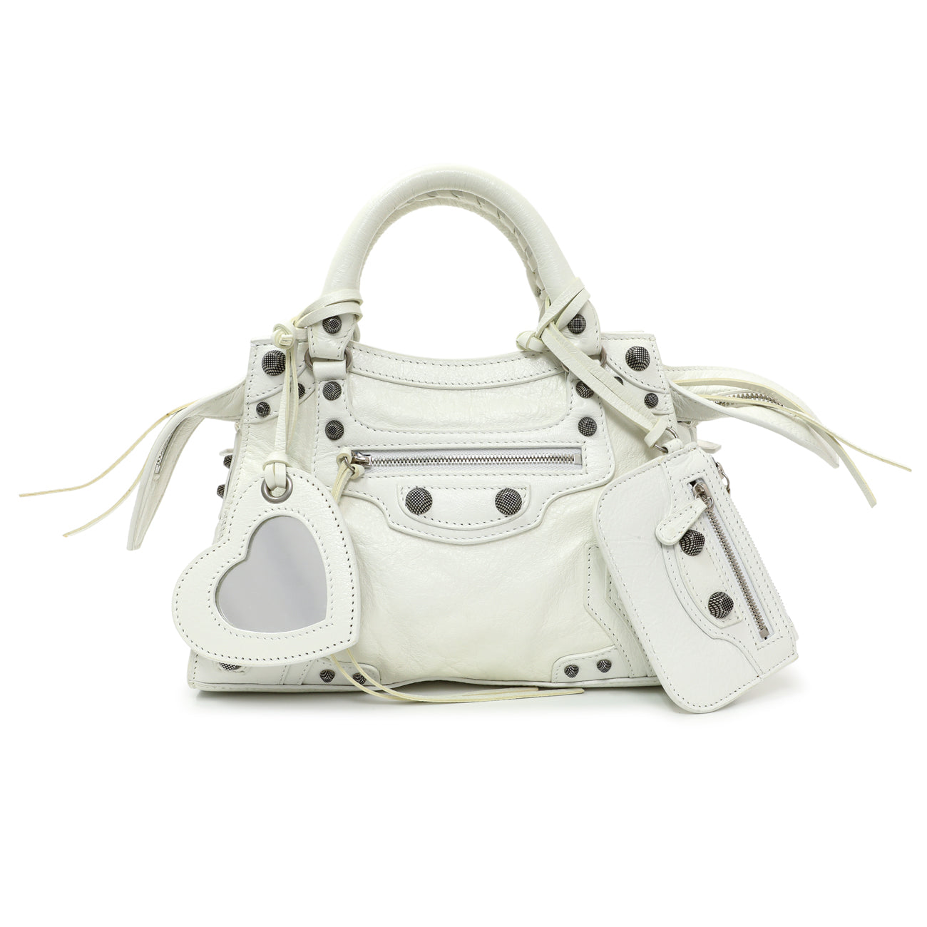 Exclusive Balenciaga White Agneau Arena Neo Cagole Handbag XS — Front View