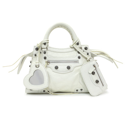Exclusive Balenciaga White Agneau Arena Neo Cagole Handbag XS — Front View