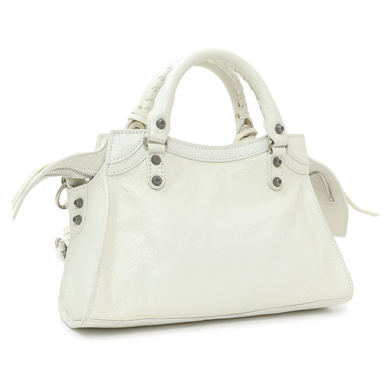 Exclusive Balenciaga White Agneau Arena Neo Cagole Handbag XS — Side View