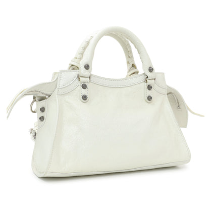 Exclusive Balenciaga White Agneau Arena Neo Cagole Handbag XS — Side View